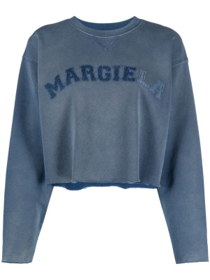 

Logo-patch cropped cotton-jersey sweatshirt, Maison Margiela Logo-patch cropped cotton-jersey sweatshirt