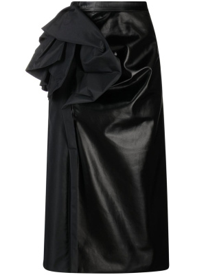 

Appliqué-detail faux-leather skirt, Maison Margiela Appliqué-detail faux-leather skirt
