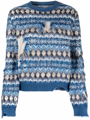 

Jacquard distressed knitted jumper, Maison Margiela Jacquard distressed knitted jumper