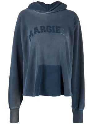 

Faded logo-patch hoodie, Maison Margiela Faded logo-patch hoodie