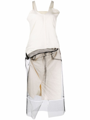 

Panelled tulle-overlay dress, Maison Margiela Panelled tulle-overlay dress