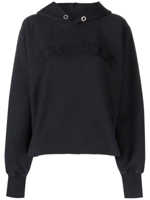 

Embroidered-logo cotton hoodie, Maison Margiela Embroidered-logo cotton hoodie