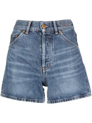

Embroidered high-rise denim shorts, Chloé Embroidered high-rise denim shorts