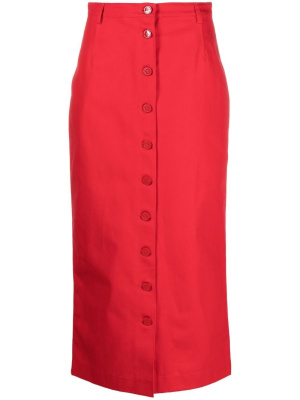 

Buttoned-up denim midi skirt, Raf Simons Buttoned-up denim midi skirt
