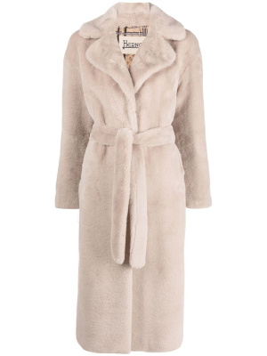 

Monogram-trim faux-fur coat, Herno Monogram-trim faux-fur coat