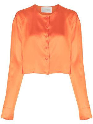

Collarless silk shirt, WOERA Collarless silk shirt