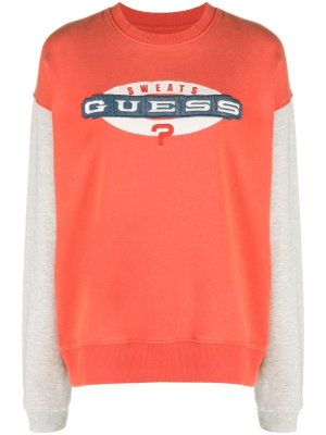 

Logo-embroidered crew-neck sweatshirt, GUESS USA Logo-embroidered crew-neck sweatshirt