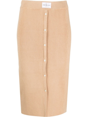 

Buttoned rib-knit pencil skirt, Calvin Klein Jeans Buttoned rib-knit pencil skirt