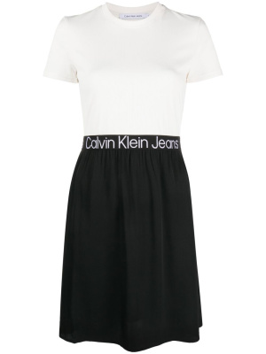 

Two-tone logo-tape dress, Calvin Klein Jeans Two-tone logo-tape dress