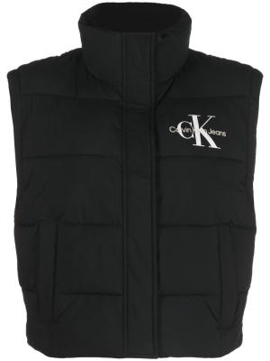 

Logo-print cropped padded gilet, Calvin Klein Jeans Logo-print cropped padded gilet