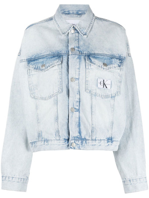 

Logo-patch washed denim jacket, Calvin Klein Jeans Logo-patch washed denim jacket