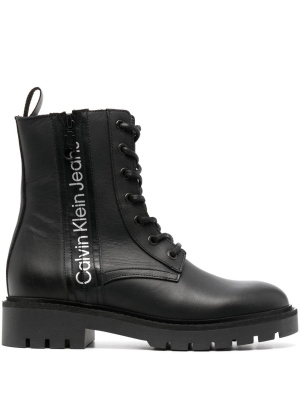 

Logo-print leather boots, Calvin Klein Jeans Logo-print leather boots