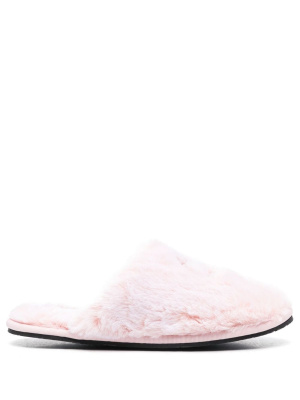 

Logo appliqué faux-fur slippers, Calvin Klein Logo appliqué faux-fur slippers