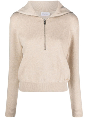 

Zip-front logo-embroidered jumper, Calvin Klein Zip-front logo-embroidered jumper