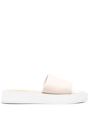 

Monogram-vamp chunky sole slides, Calvin Klein Monogram-vamp chunky sole slides