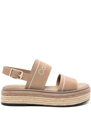 

Jacquard-logo platform sandals, Calvin Klein Jacquard-logo platform sandals