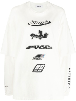

Logo-print layered-sleeves t-shirt, AMBUSH Logo-print layered-sleeves t-shirt