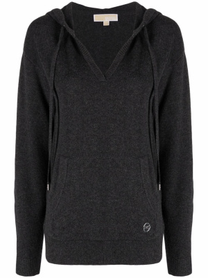

Logo-plaque knitted hoodie, Michael Michael Kors Logo-plaque knitted hoodie