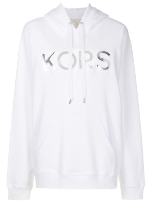 

Oversized metallic-logo hoodie, Michael Michael Kors Oversized metallic-logo hoodie