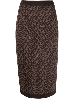 

Mega logo-jacquard midi skirt, Michael Michael Kors Mega logo-jacquard midi skirt
