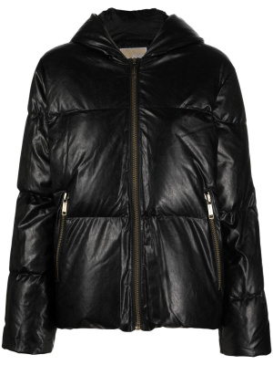 

Faux-leather hooded puffer jacket, Michael Michael Kors Faux-leather hooded puffer jacket