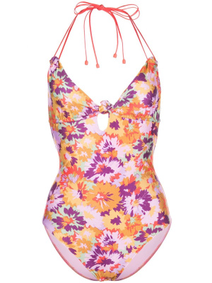 

Floral-print knotted one-piece, ZIMMERMANN Floral-print knotted one-piece