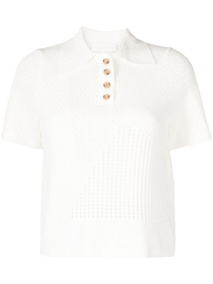 

Raie Mesh knitted polo top, ZIMMERMANN Raie Mesh knitted polo top