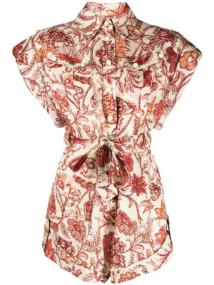 

Belted paisley-print playsuit, ZIMMERMANN Belted paisley-print playsuit