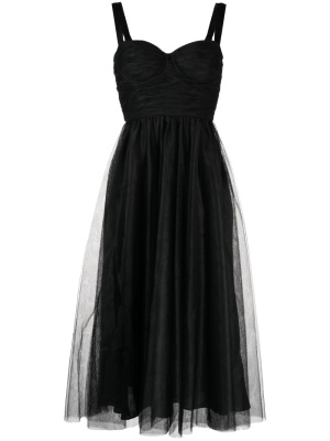 

Tulle-overlay bustier-neckline dress, ZIMMERMANN Tulle-overlay bustier-neckline dress