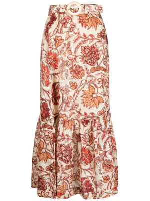 

Vitali frill-hem midi skirt, ZIMMERMANN Vitali frill-hem midi skirt