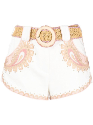 

Embroidered belted shorts, ZIMMERMANN Embroidered belted shorts