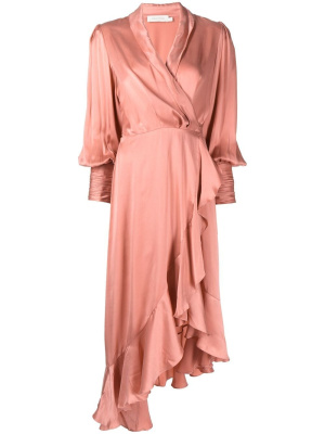 

Ruffled-detail silk wrap dress, ZIMMERMANN Ruffled-detail silk wrap dress
