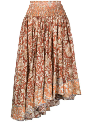 

Chintz floral-print asymmetric silk midi skirt, ZIMMERMANN Chintz floral-print asymmetric silk midi skirt