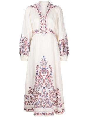

Devi floral-embroidery midi dress, ZIMMERMANN Devi floral-embroidery midi dress