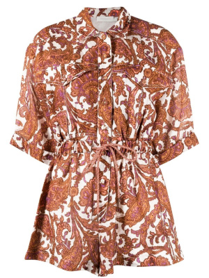 

Floral-print short-sleeve playsuit, ZIMMERMANN Floral-print short-sleeve playsuit