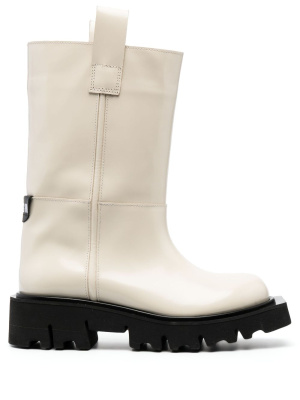 

80mm logo-patch leather boots, MSGM 80mm logo-patch leather boots