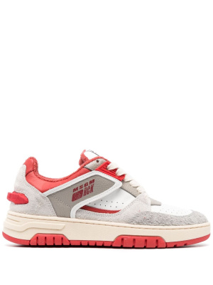 

Suede-panelled lace-up sneakers, MSGM Suede-panelled lace-up sneakers