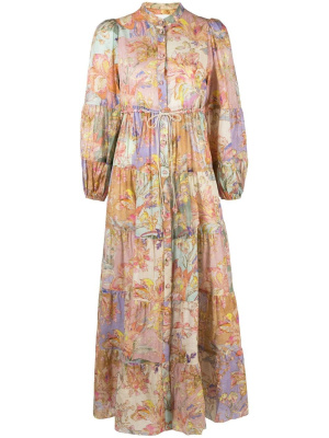 

Cira floral-print cotton tiered dress, ZIMMERMANN Cira floral-print cotton tiered dress
