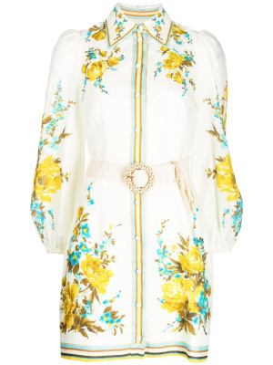 

Halcyon-floral linen shirt dress, ZIMMERMANN Halcyon-floral linen shirt dress