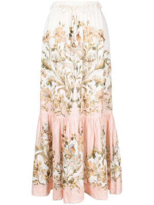 

Chintz floral-print linen midi skirt, ZIMMERMANN Chintz floral-print linen midi skirt