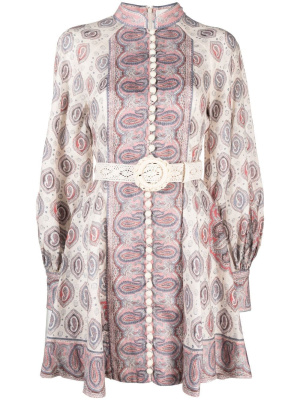 

Vitali paisley-print button-up minidress, ZIMMERMANN Vitali paisley-print button-up minidress