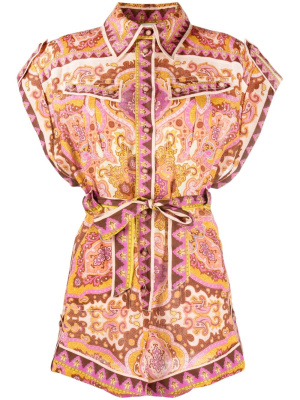 

Floral-print linen playsuit, ZIMMERMANN Floral-print linen playsuit