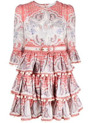 

Vitali tiered hem mini dress, ZIMMERMANN Vitali tiered hem mini dress