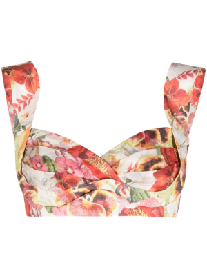 

Wonderland floral-print crop top, ZIMMERMANN Wonderland floral-print crop top