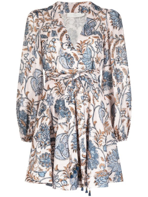 

Vitali floral-print wrap minidress, ZIMMERMANN Vitali floral-print wrap minidress