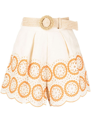 

Broderie-anglaise linen short shorts, ZIMMERMANN Broderie-anglaise linen short shorts