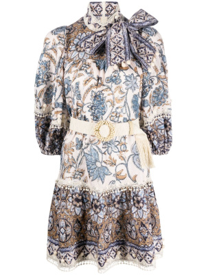 

Patterned lace-trim mini dress, ZIMMERMANN Patterned lace-trim mini dress