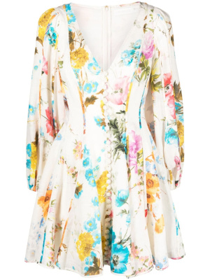 

Halcyon floral-print linen minidress, ZIMMERMANN Halcyon floral-print linen minidress