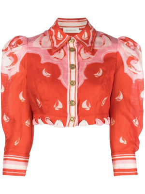 

Sailboat-print cropped blouse, ZIMMERMANN Sailboat-print cropped blouse