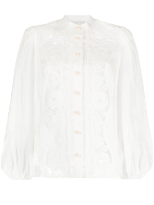 

Guipure-lace puff-sleeve shirt, ZIMMERMANN Guipure-lace puff-sleeve shirt